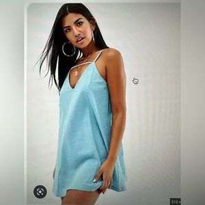ASOS seersucker blue. dress. Size 10.